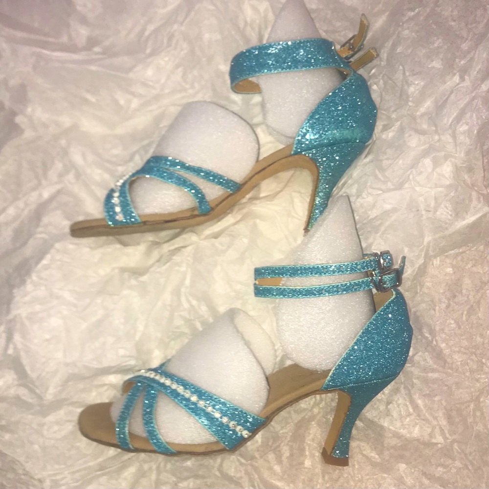 Diamanté Glitter GlacierAquaMarineTurquoise Disco Dance Dream Heels